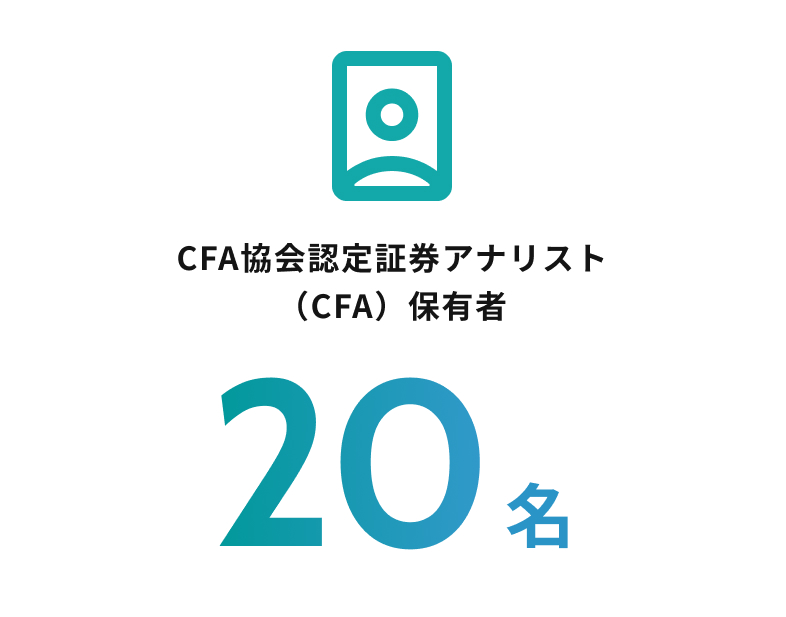 CFA協会認定証券アナリスト(CFA)保有者 20名