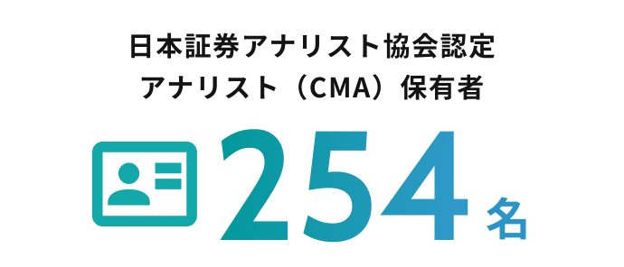 日本証券アナリスト協会認定アナリスト(CMA)保有者 254名